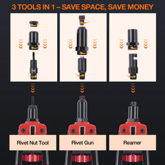 Decwls 3-in-1 rivet nut tool mandrels array supports versatile sizing.