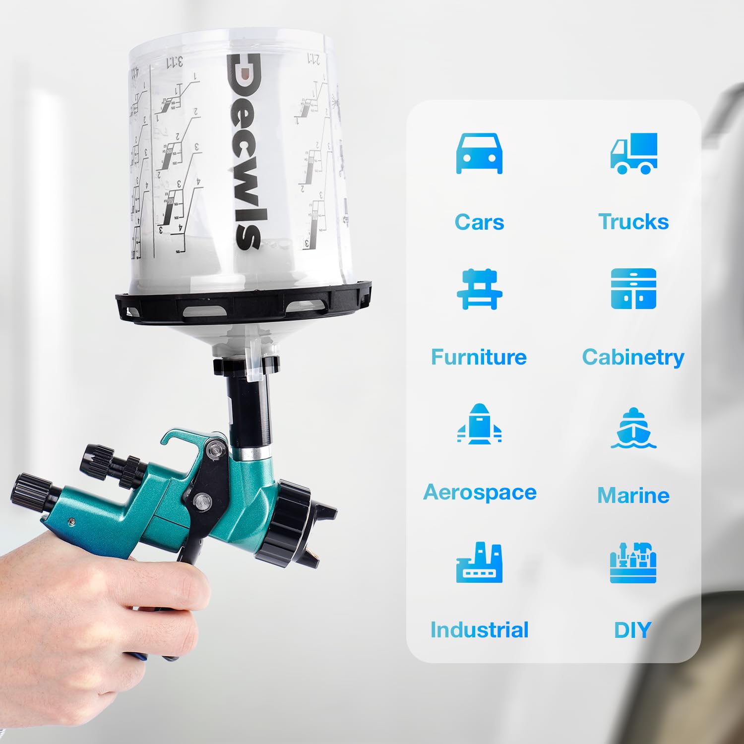 Decwls paint stirrer with user manual supports precise mixing and setup.