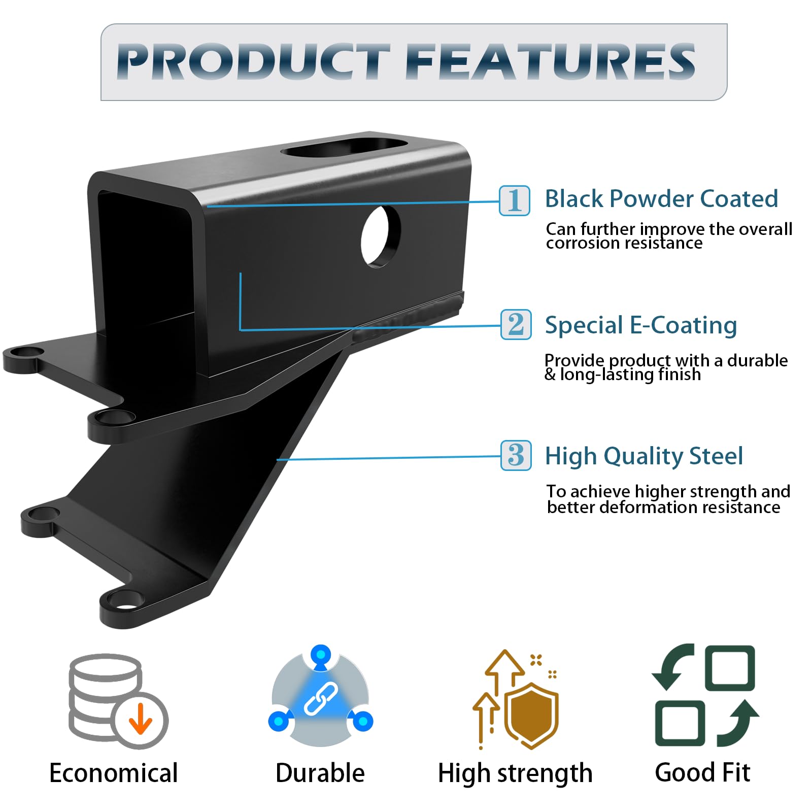 Dedomy hitch with reinforced weld points for durable trail performance.