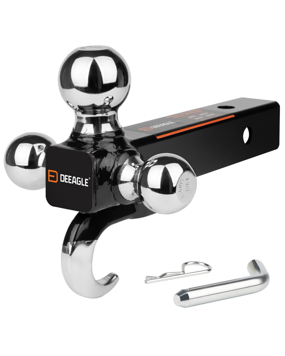 DEEAGLE 3-ball hitch with hook and three balls for versatile towing options.