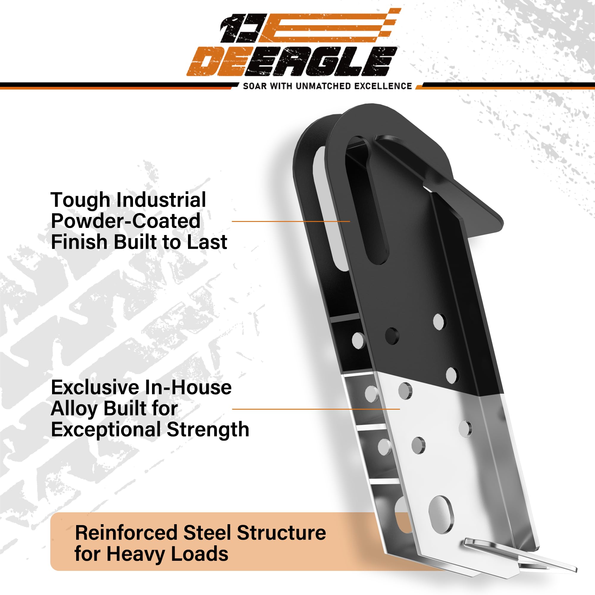 DEEAGLE skid hitch attachment backview with rugged finish for outdoor use