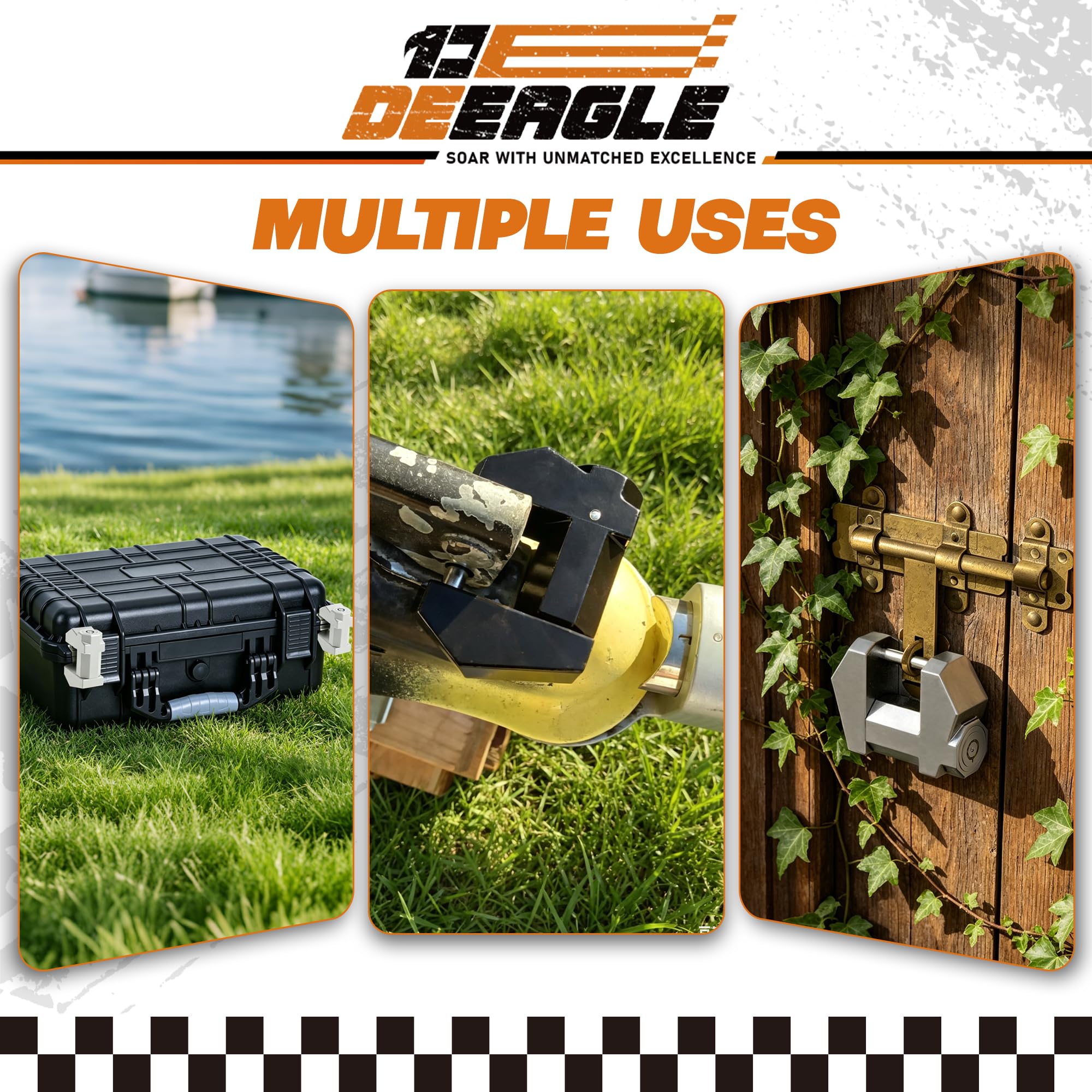 Heavy-duty silver finish on DEEAGLE trailer lock for rugged use