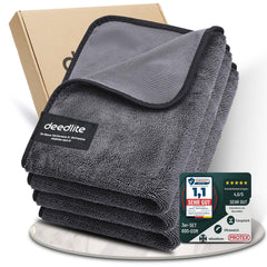 Deedlite car drying towel with twisted-loop design for fast, streak-free drying on large surfaces
