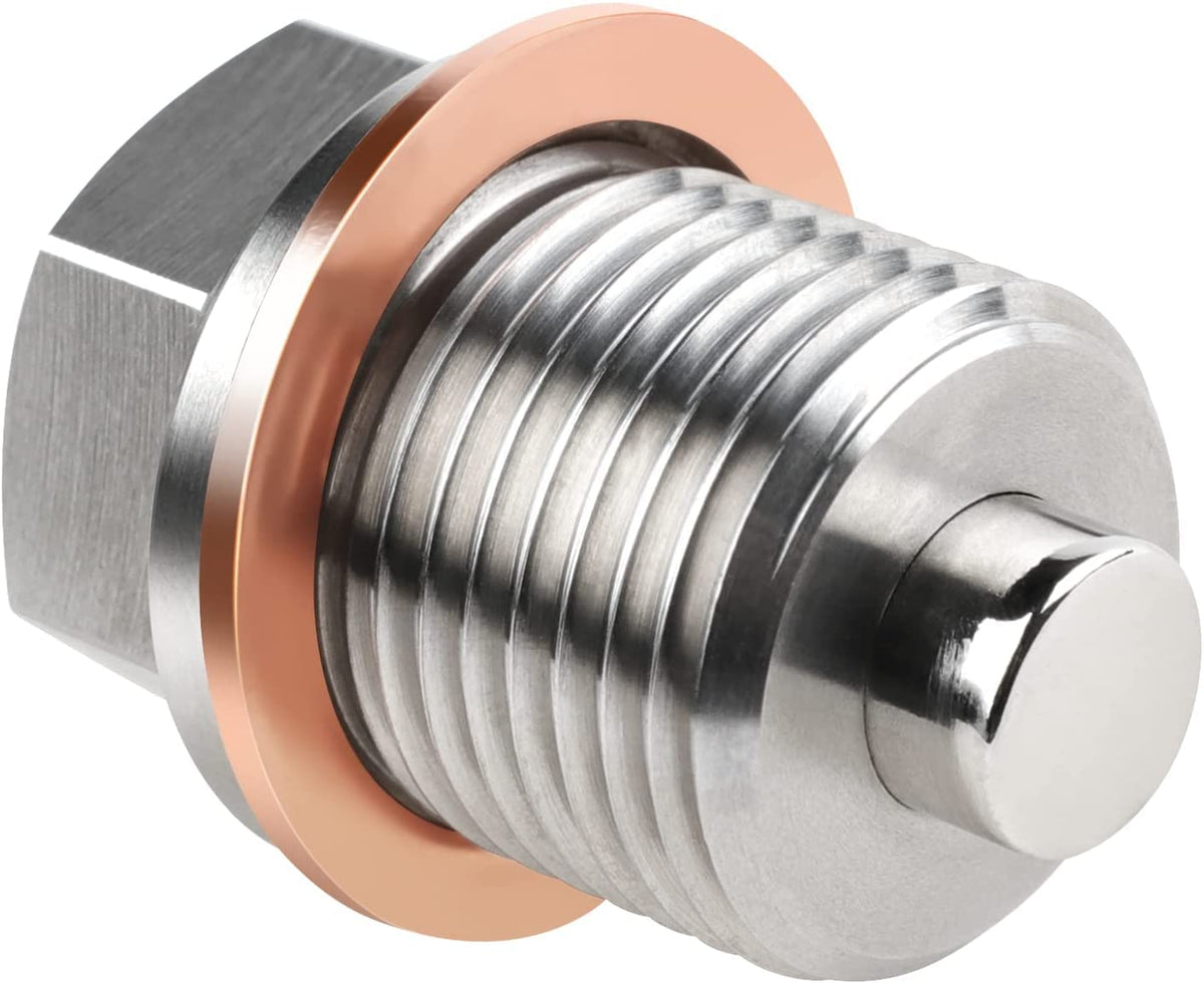 DEEFILL magnetic oil drain plug in stainless steel for durable engine protection.