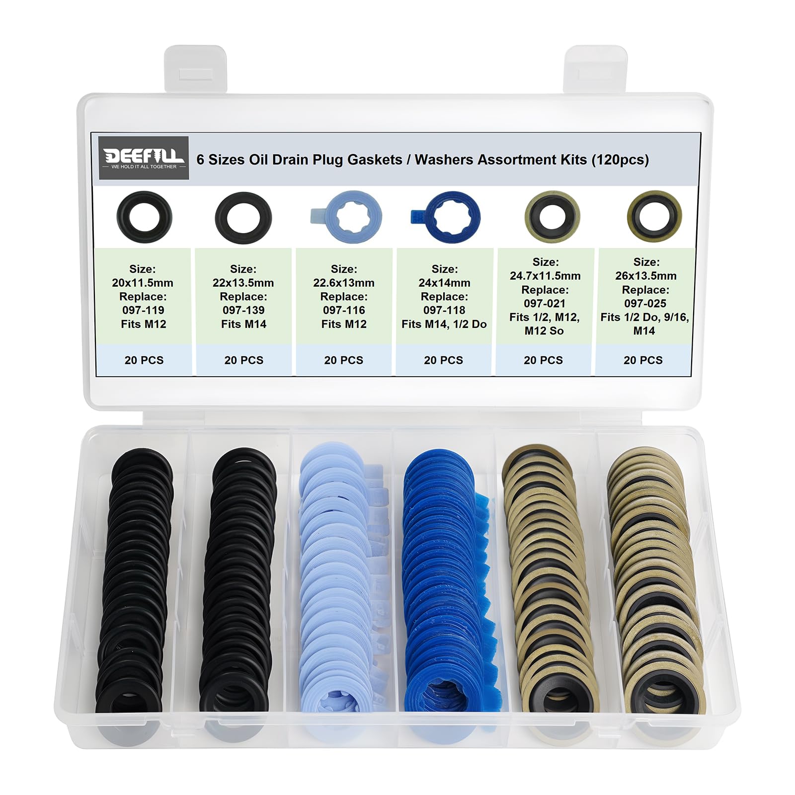 DEEFILL rubber gasket 20x11.5mm for M12 fits securely