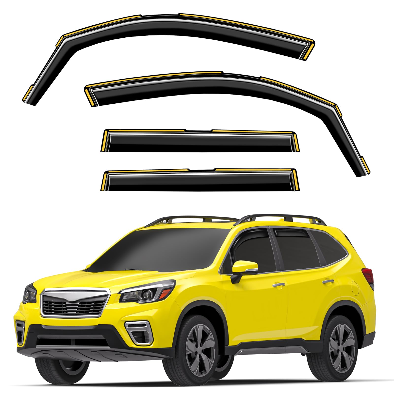 Deejecsun Subaru Forester left in-channel rain guard blocks rain while improving airflow.