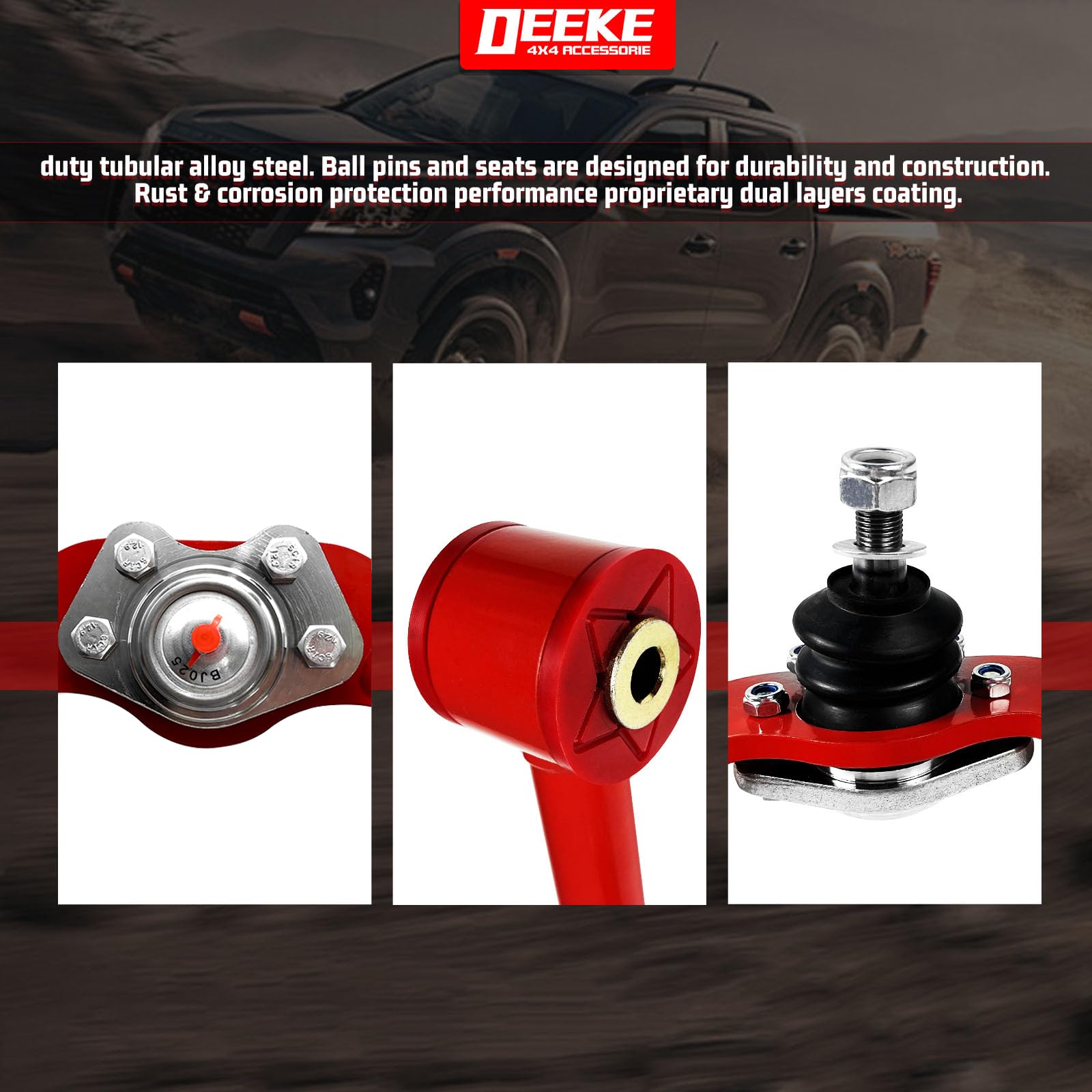 Durable alloy steel construction of DEEKE 4X4 front arms for Jeep WK/XK