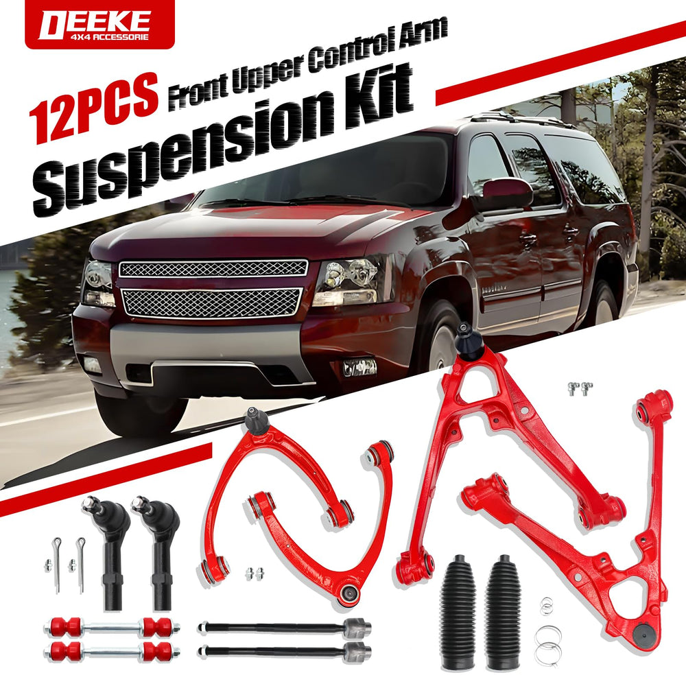 DEEKE 4x4 suspension kit sway bars and tie rods shown for improved steering responsiveness.