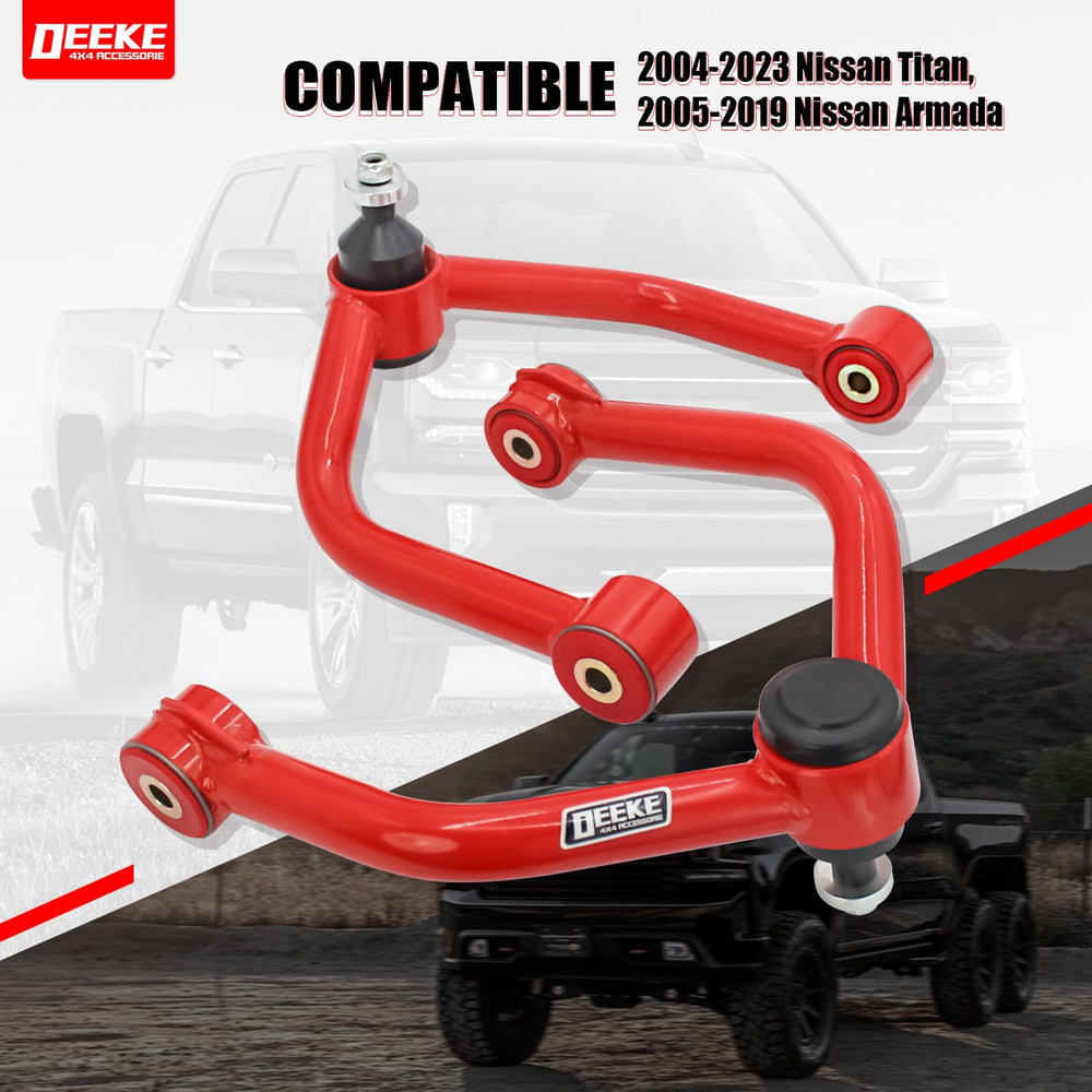 DEEKE 4X4 front upper control arm right with ball joint for Nissan Titan and Armada improves ride quality.