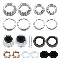 DEEPDREAM 2-sets trailer bearing kit closeup, durable chrome steel bearings for smooth rotation.