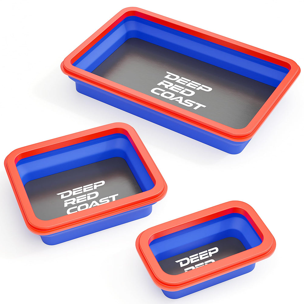 Deepredcoast 3pcs magnetic parts tray set with folding design keeps tools portable.