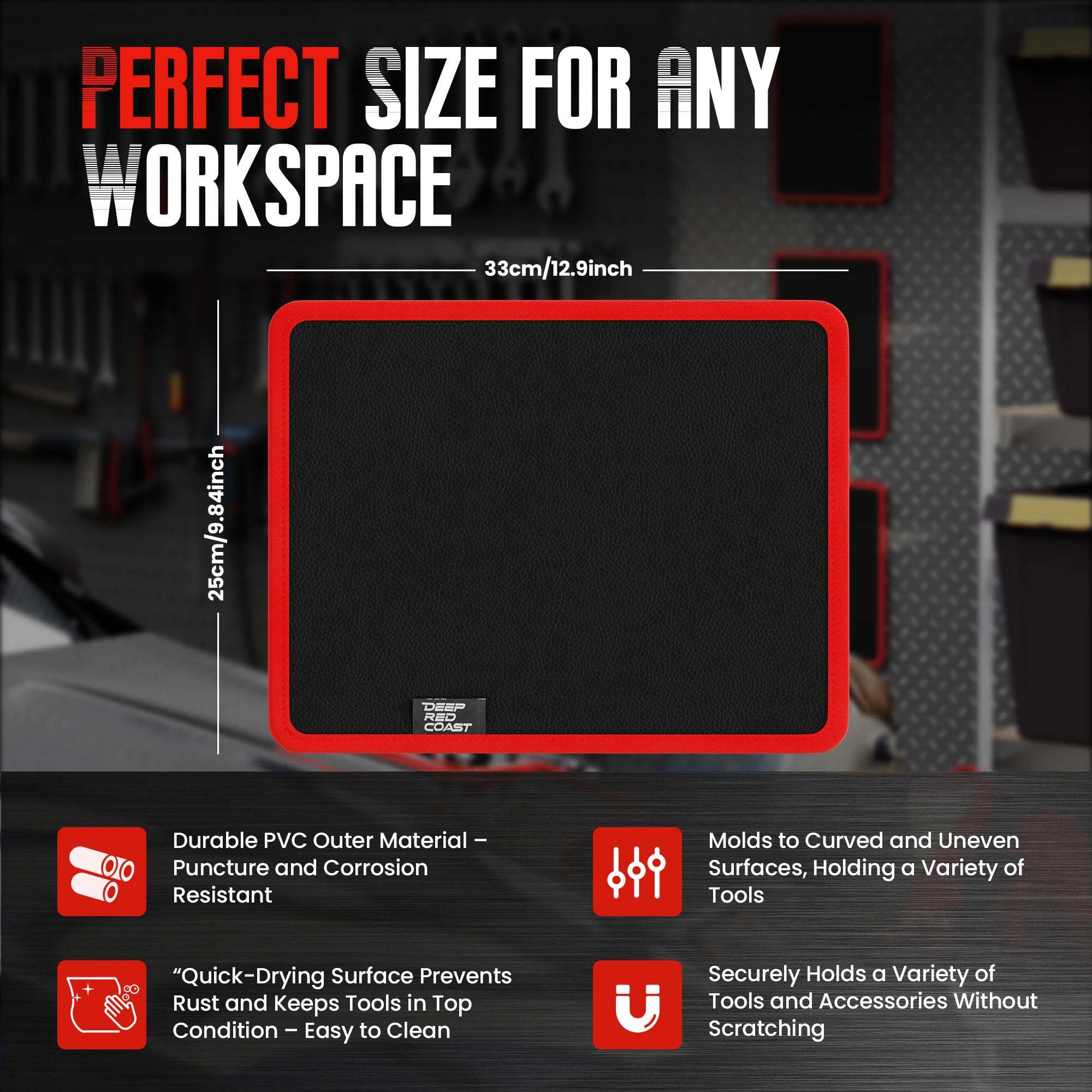 Deepredcoast flexible magnetic tray adapts to metal surfaces for versatile use.