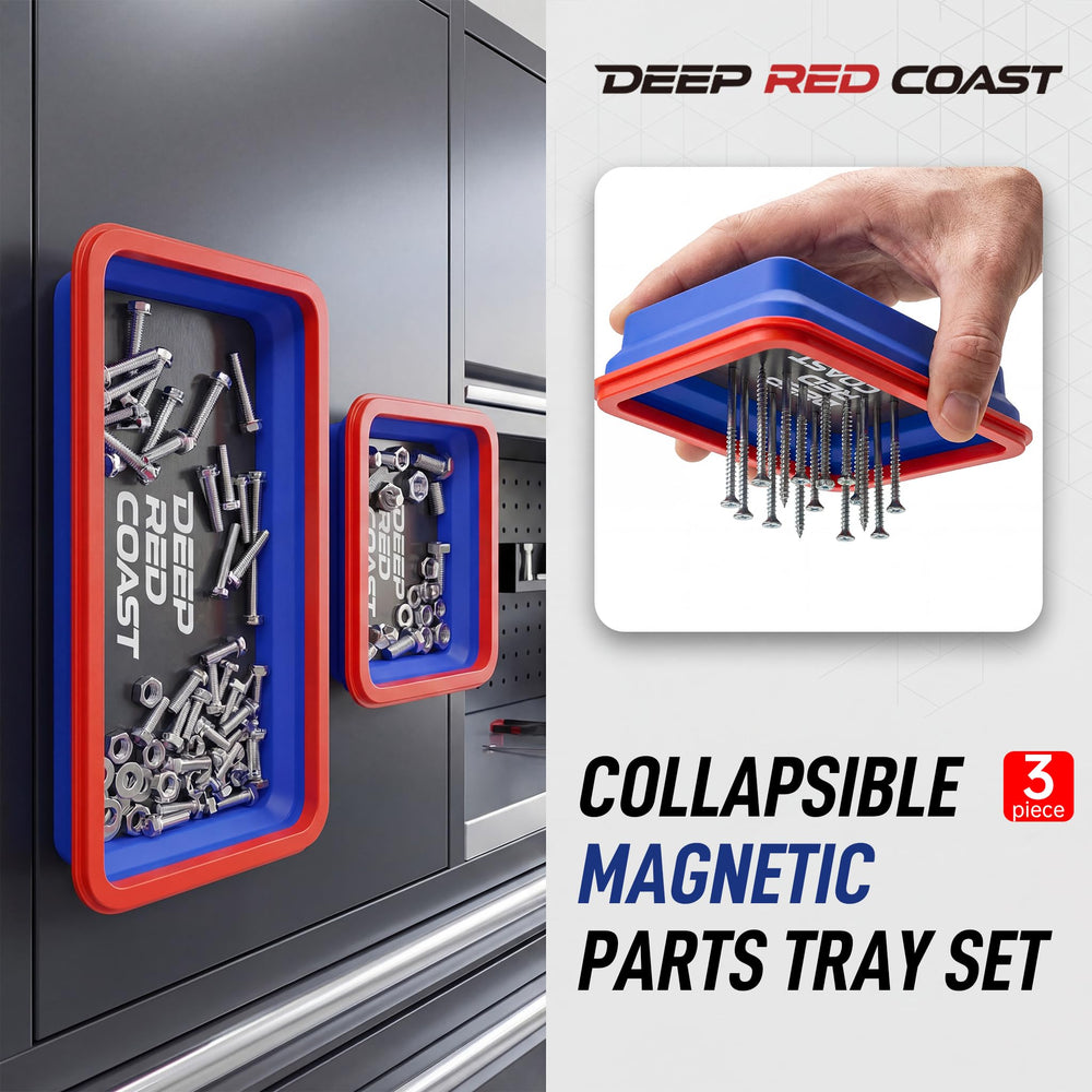 Deepredcoast magnetic-hold trays keep small fasteners from rolling during work.