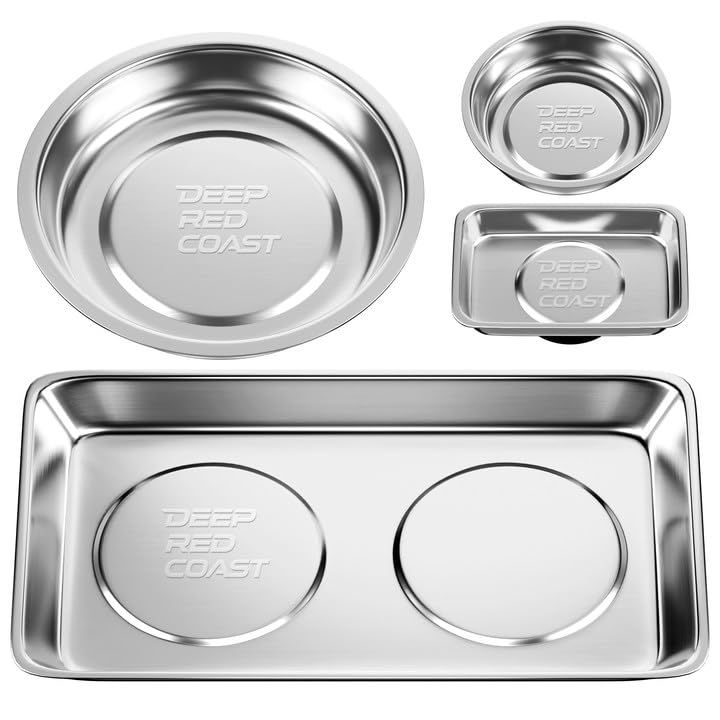 DeepRedCoast 3in round magnetic tray holds small parts securely during repairs.