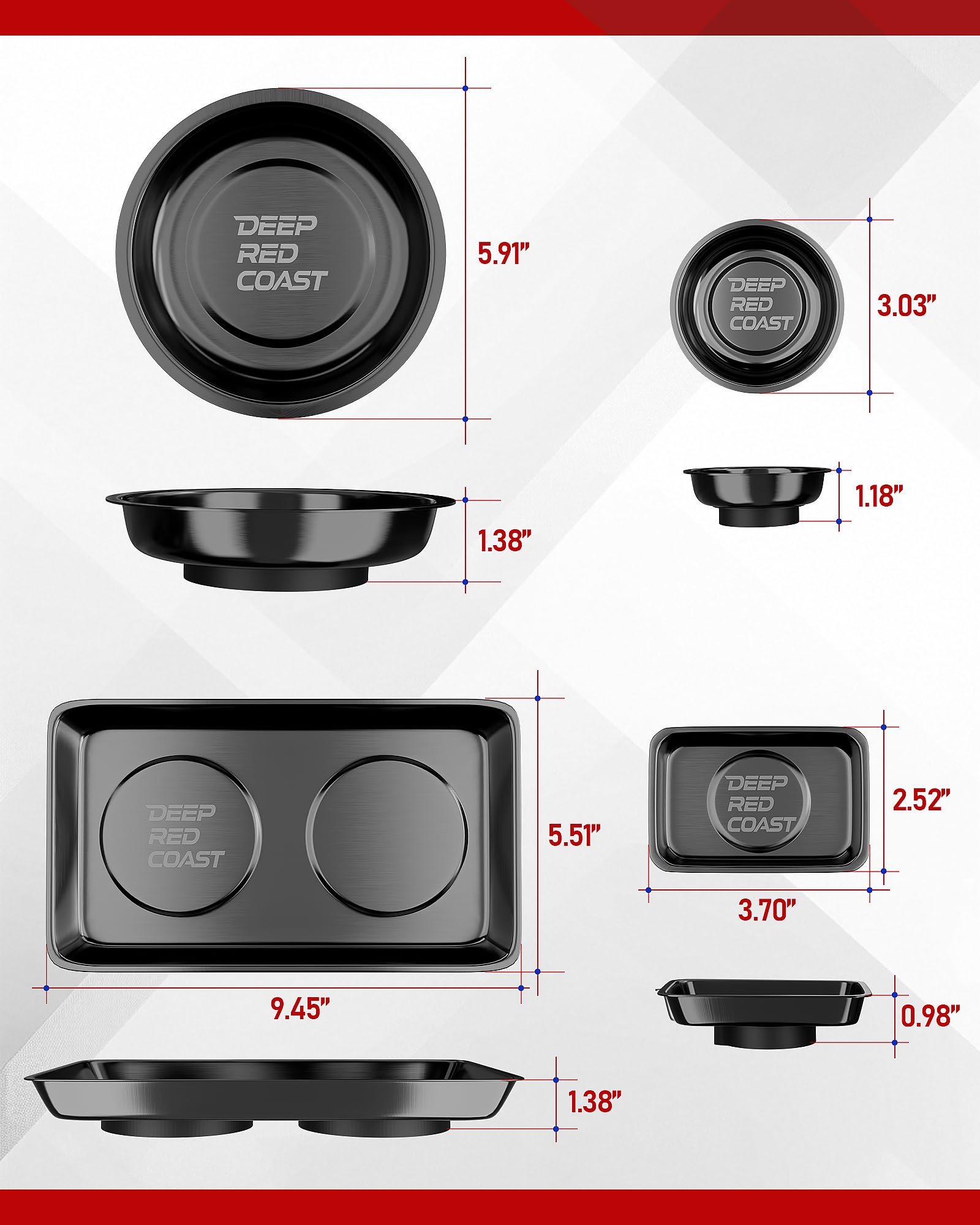 DEEPREDCOAST magnetic tray 6in round catches bolts during repair.