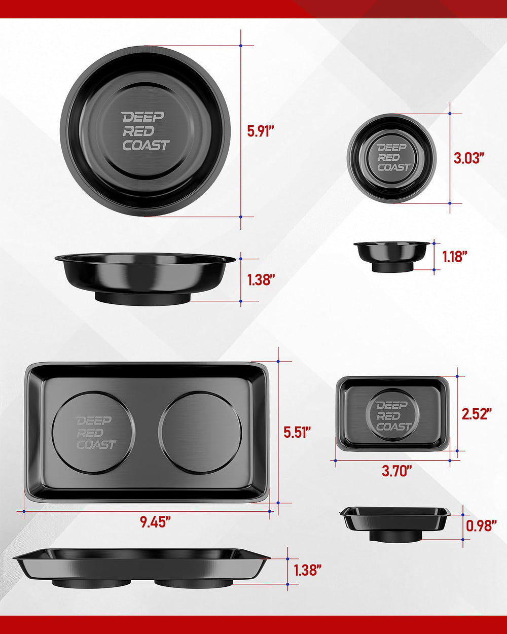 DEEPREDCOAST magnetic tray 6in round catches bolts during repair.