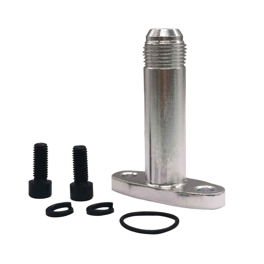 DEF Turbine Oil Drain Joint top view shows compact 10AN flange for easy routing.