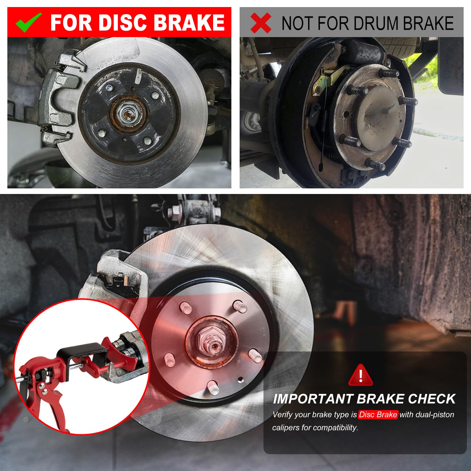 Defabee piston tool plates positioned inside caliper to contact pistons smoothly.