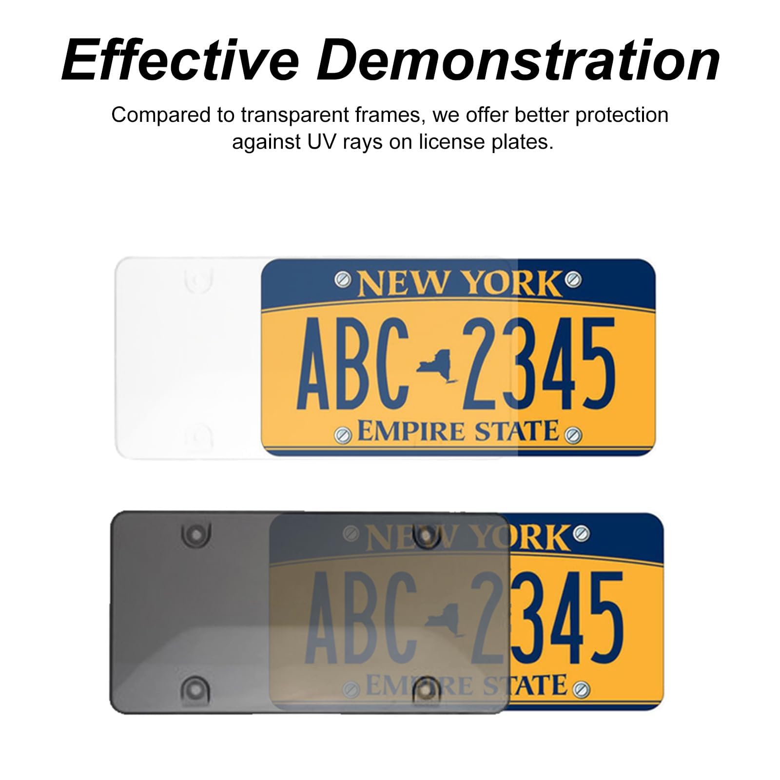 DEFEK 2-pack universal license plate frame side angle shows secure fit.
