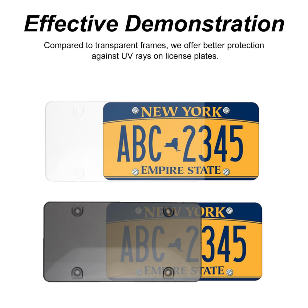 DEFEK license plate frame side angle emphasizes arc design protecting paint.