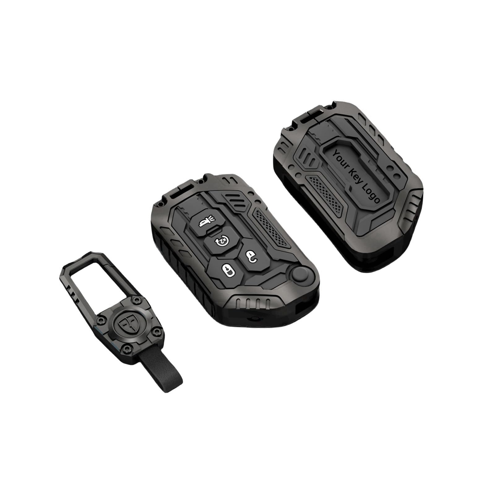 DEGEMEEN heavy zinc alloy key fob cover for Jeep Wrangler fits perfectly and protects.