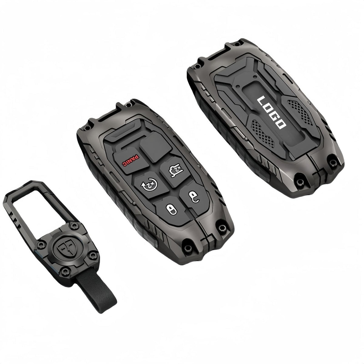 DEGEMEEN Heavy Zinc Key Fob Cover front view with precise, stylish fit.