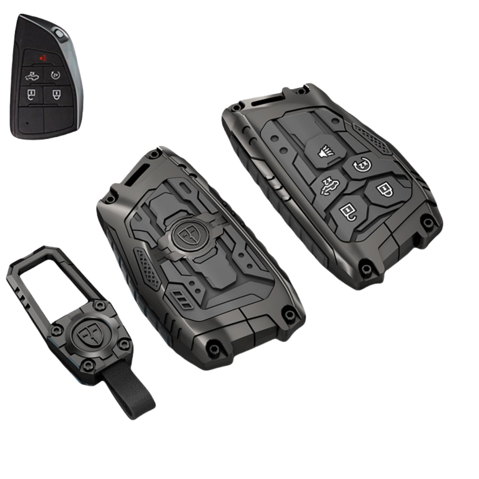 DEGEMEEN key fob cover in a shiny zinc design enhances style and protection.
