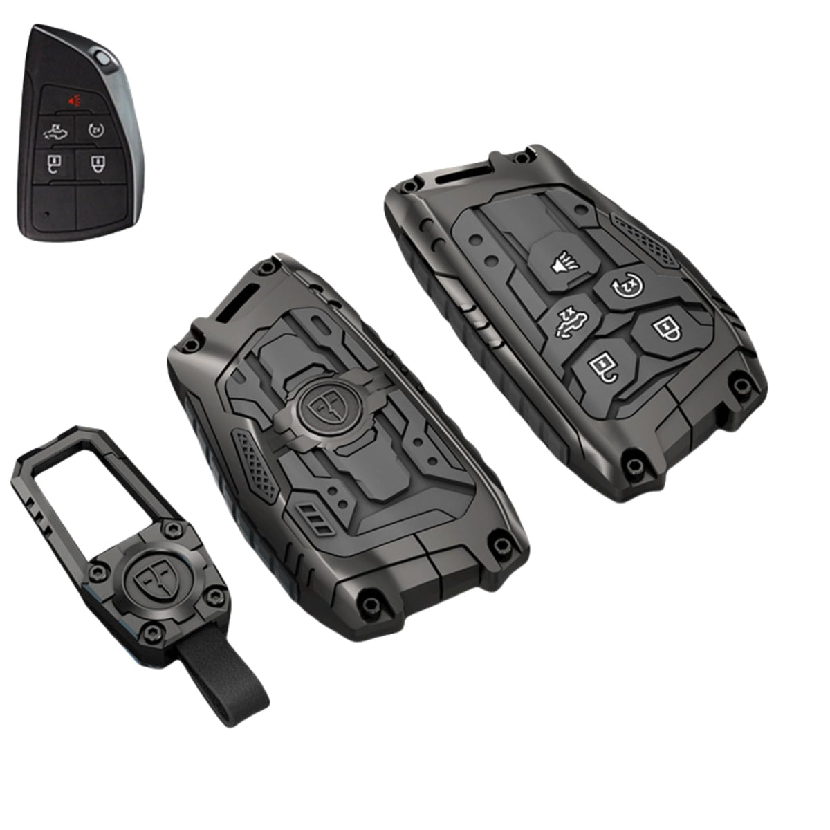 DEGEMEEN key fob cover in a shiny zinc design enhances style and protection.