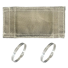 DEGEOBERLIN titanium pipe heat shield front view reduces exhaust heat exposure on motorcycles