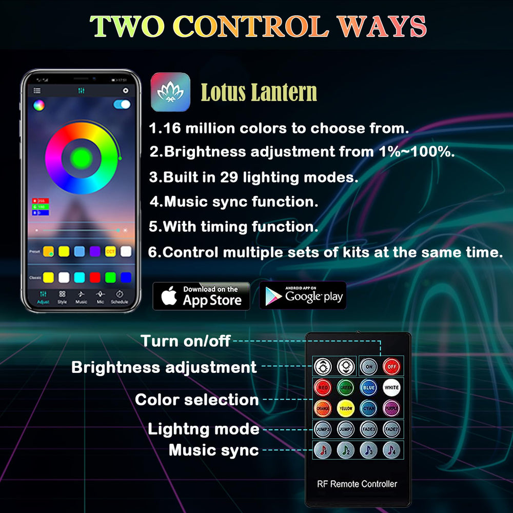 DEHERANE app and remote control simplify color and brightness adjustments on demand.