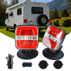 DEJ wireless trailer lights magnetic pack for quick metal mounting with no wiring.