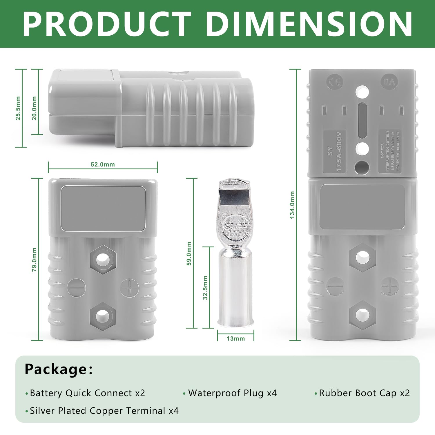 Delgada silver plated copper terminals for high conductivity