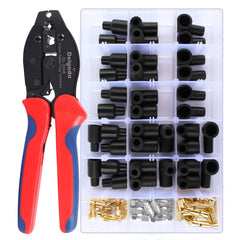 Delgada spark plug crimping tool setup with kit components for easy wiring.