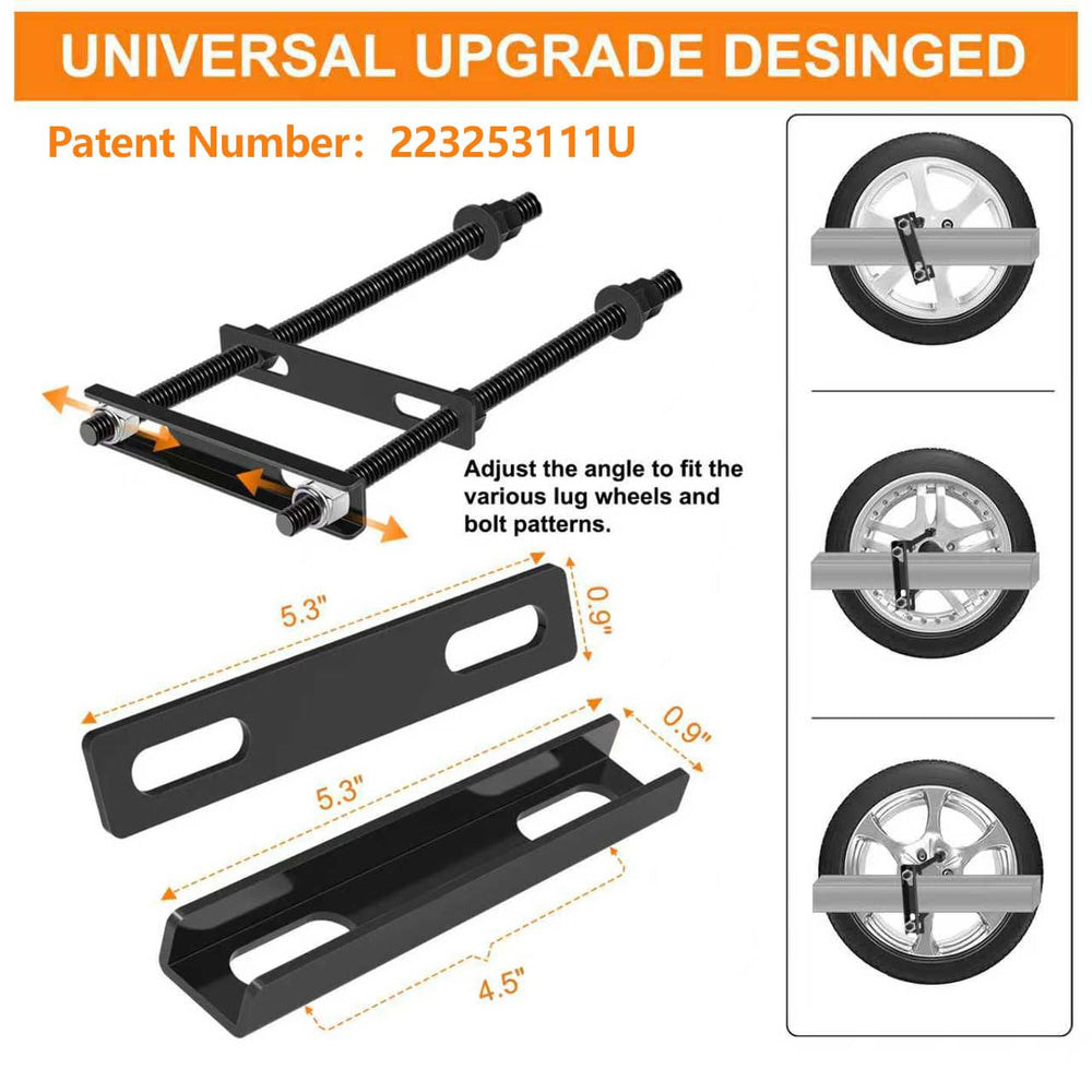 Delmoar spare tire mount rear angle demonstrating universal bolt pattern compatibility