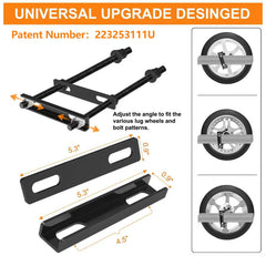 Delmoar spare tire mount rear angle demonstrating universal bolt pattern compatibility