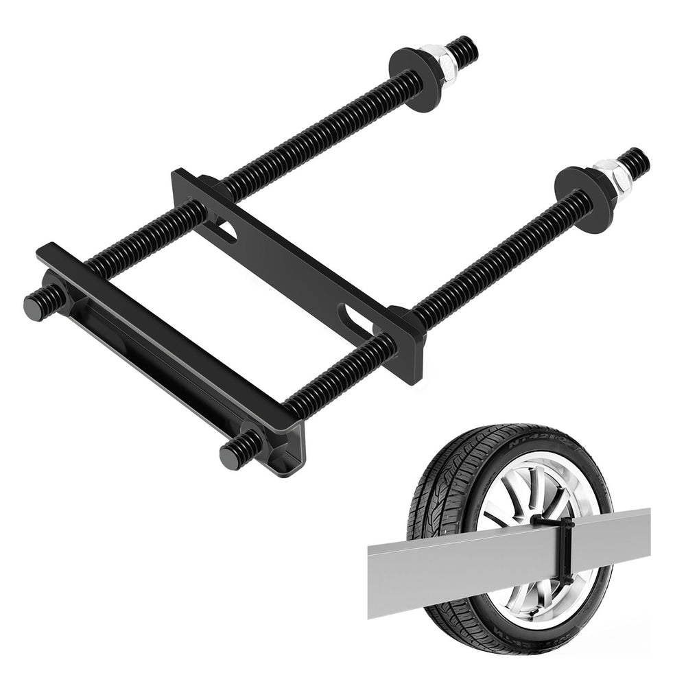 Delmoar trailer spare tire mount side view showing sturdy fit and secure positioning