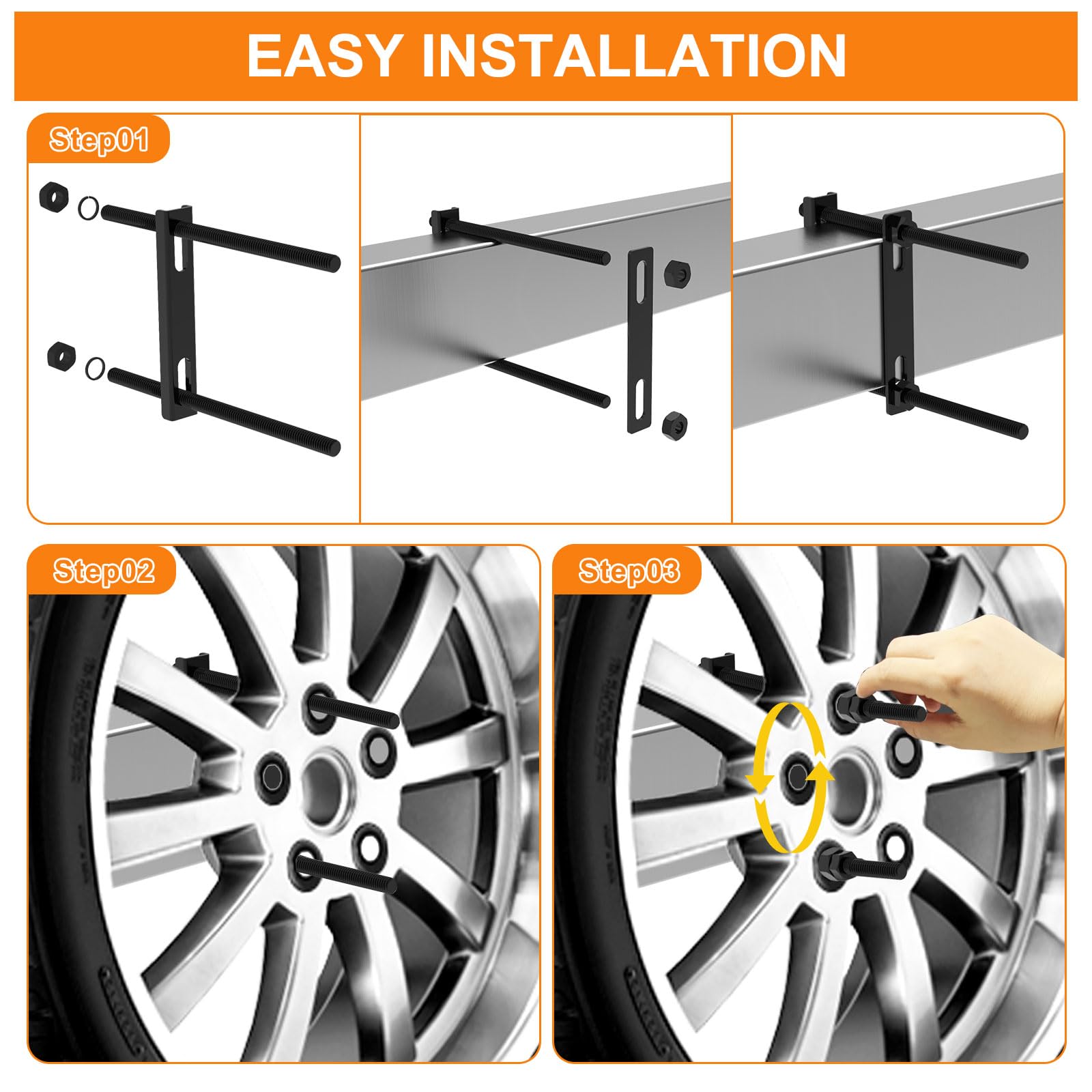 Delmoar trailer spare tire mount two-tier washers protect the tire and fix securely