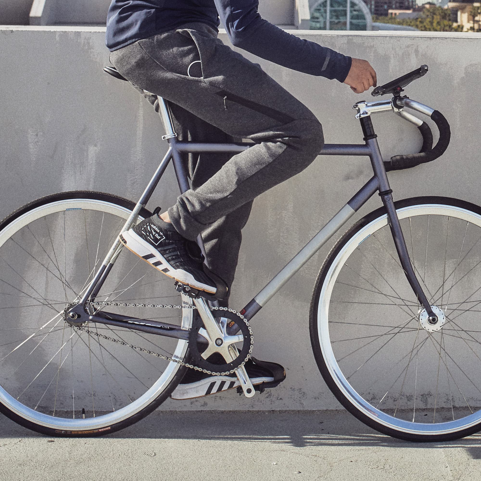 Delta Cycle toe clips installed on a hybrid bike showing mounting