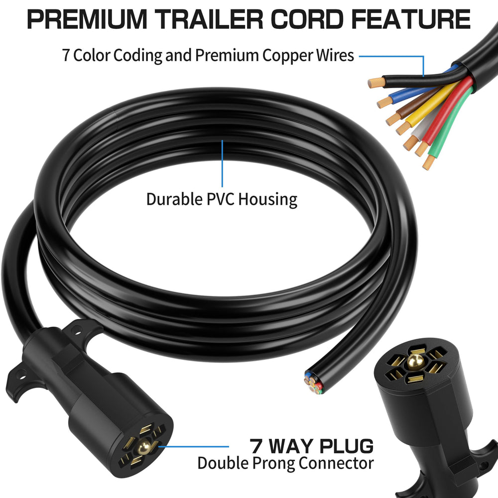 Deluwire 4 ft 7-pin trailer cord ready for flexible routing.