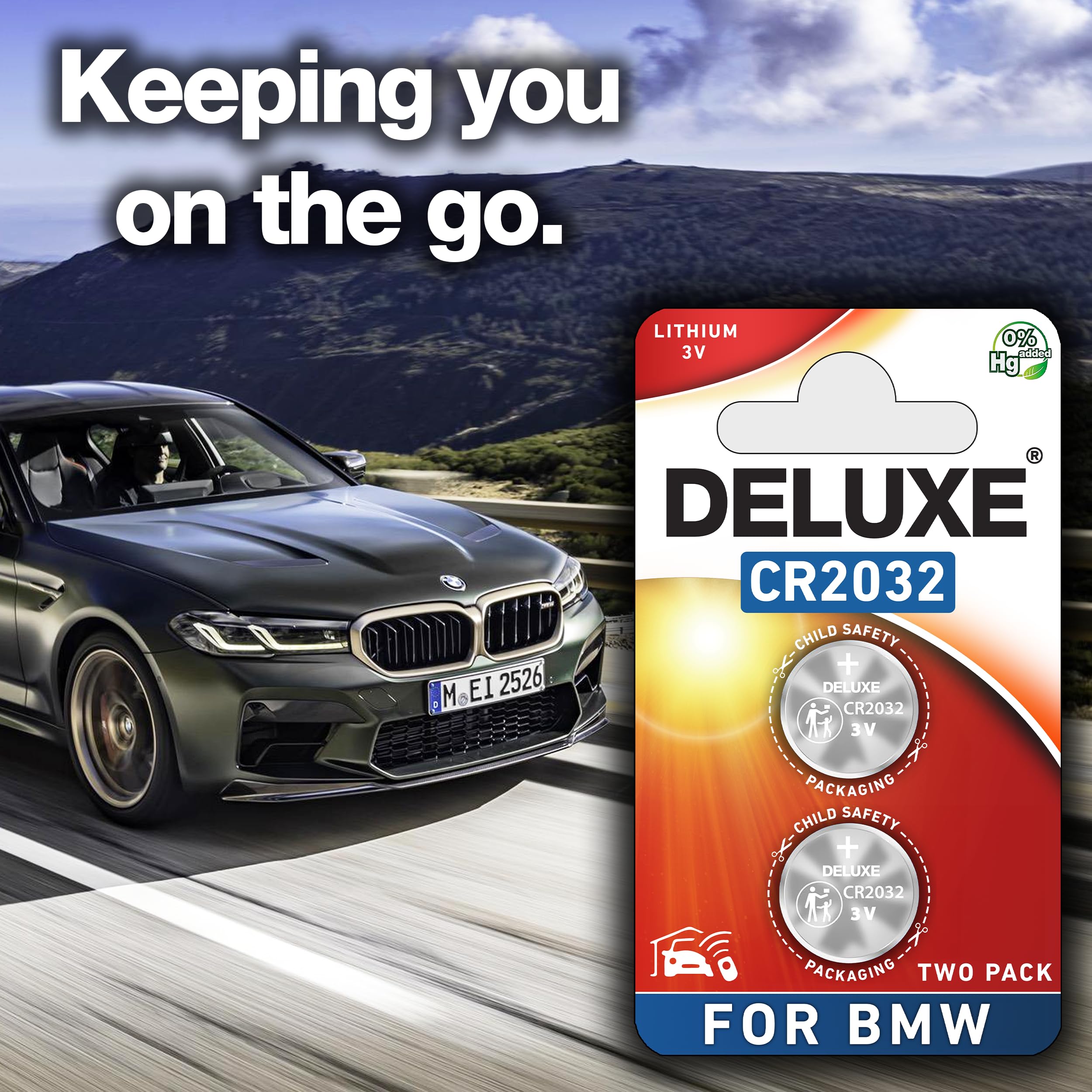 BMW remote key fob uses CR2032 format compatible with Deluxe Batteries.