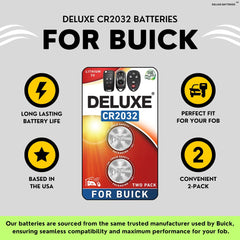 Deluxe Batteries fitment guide image helps verify Buick model compatibility.
