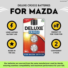 Deluxe Batteries compatibility guide image helps confirm Mazda fob fit