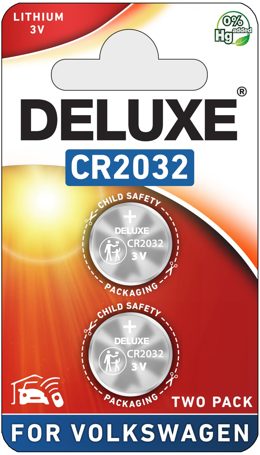 Deluxe Batteries key fob battery 2-pack ready for a quick VW remote replacement.