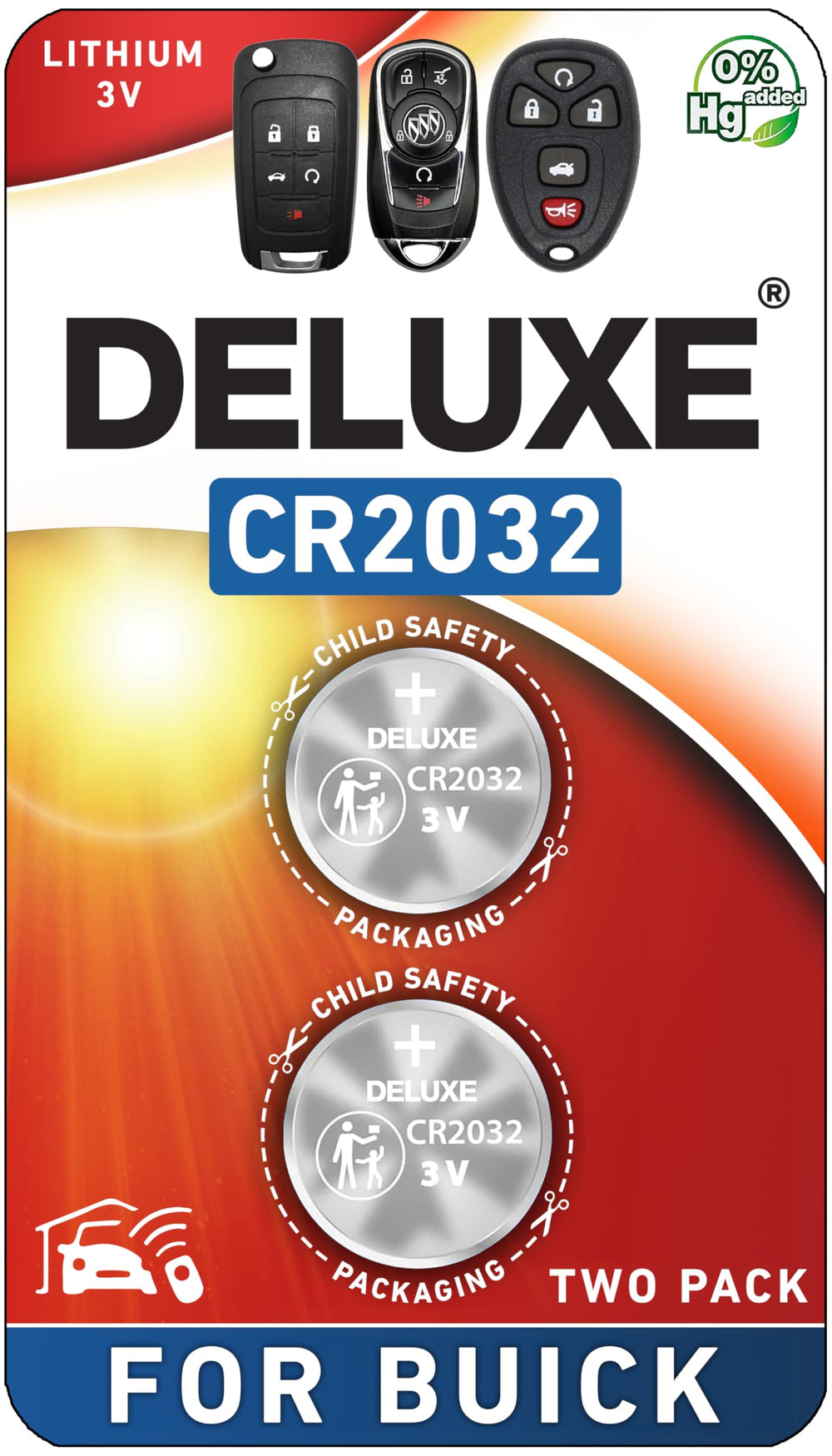 Deluxe Batteries keyfob battery pack 2 for Buick remotes, quick DIY replacement.