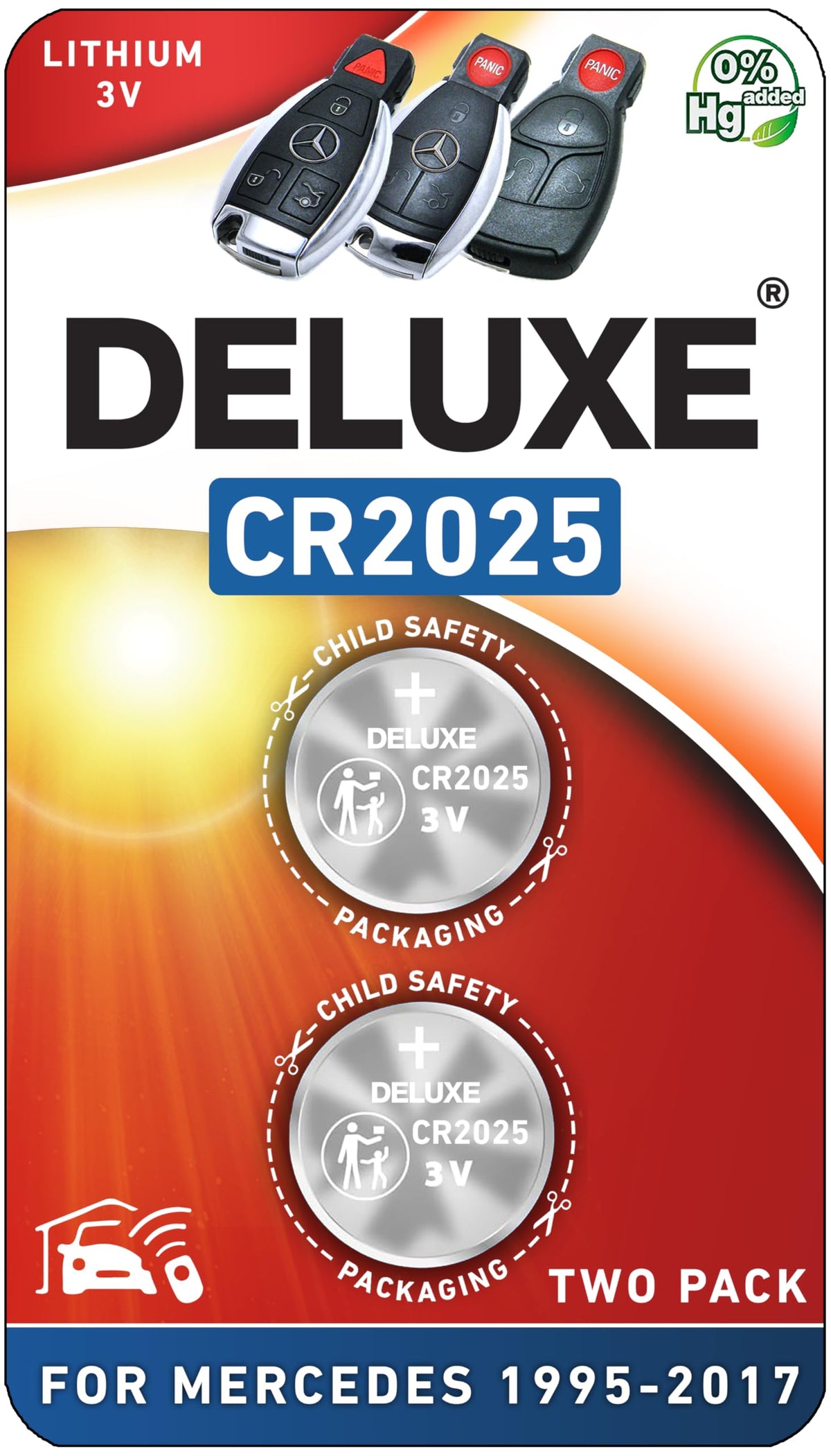 Deluxe Batteries Mercedes CR2025 remote key 2-pack for reliable fob power