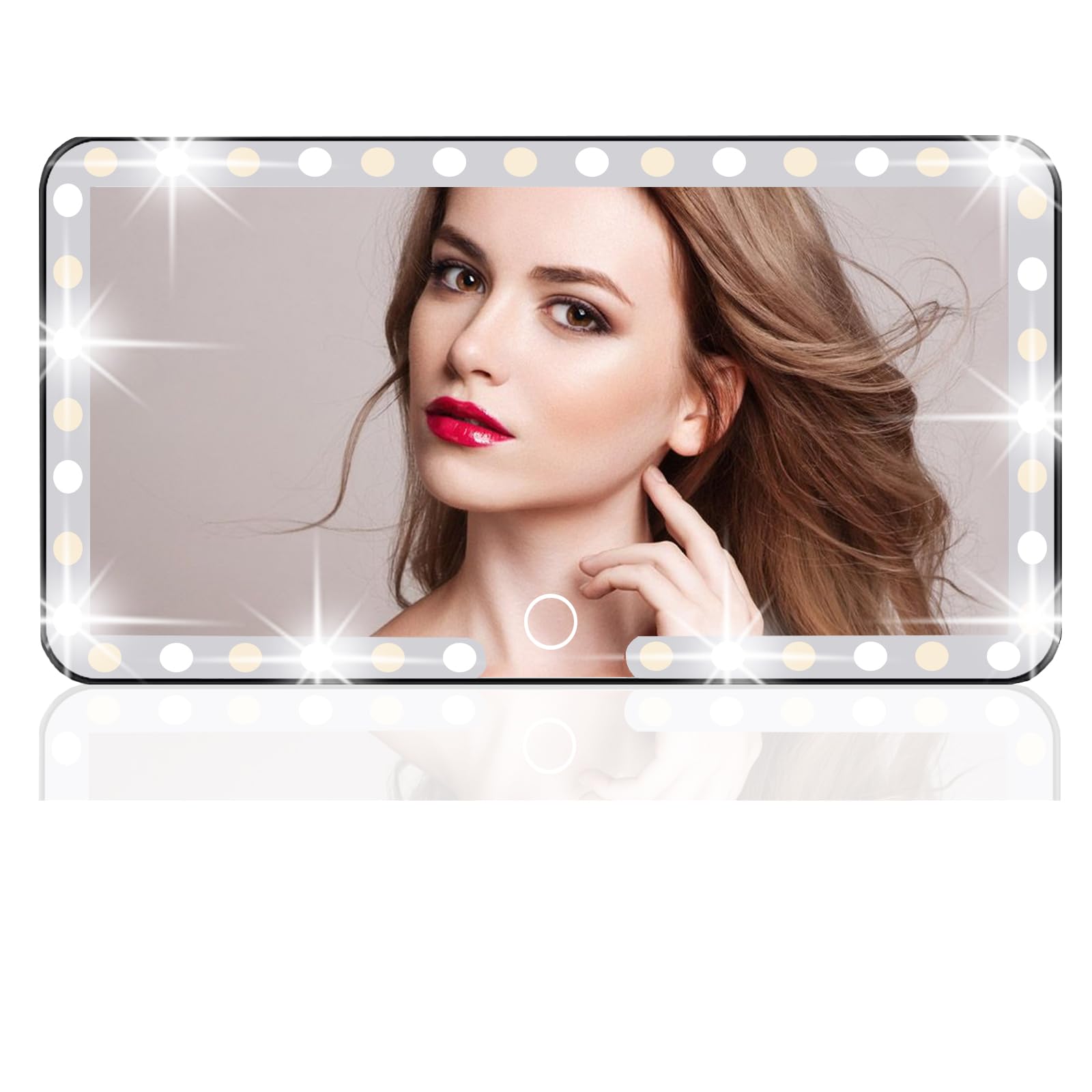 Deluxsa car visor mirror with 3 light modes for precise makeup on the go.
