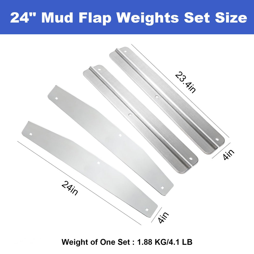 Demimy mudflap weights front view highlights alloy coating and rugged durability.