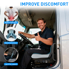 Denchy memory-foam-driving-cushion adapts to posture for extended road time.