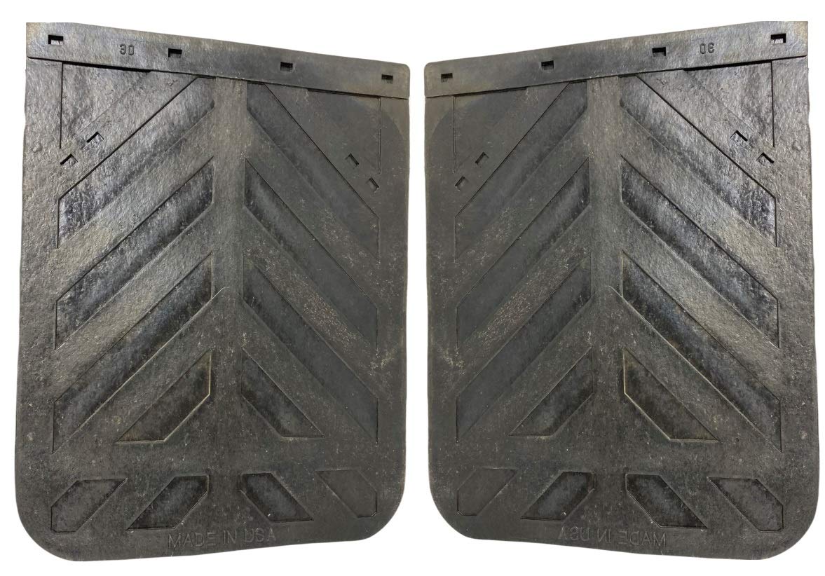 DENCO black chevron mud flaps 24x30; durable heavy-duty rubber for trucks