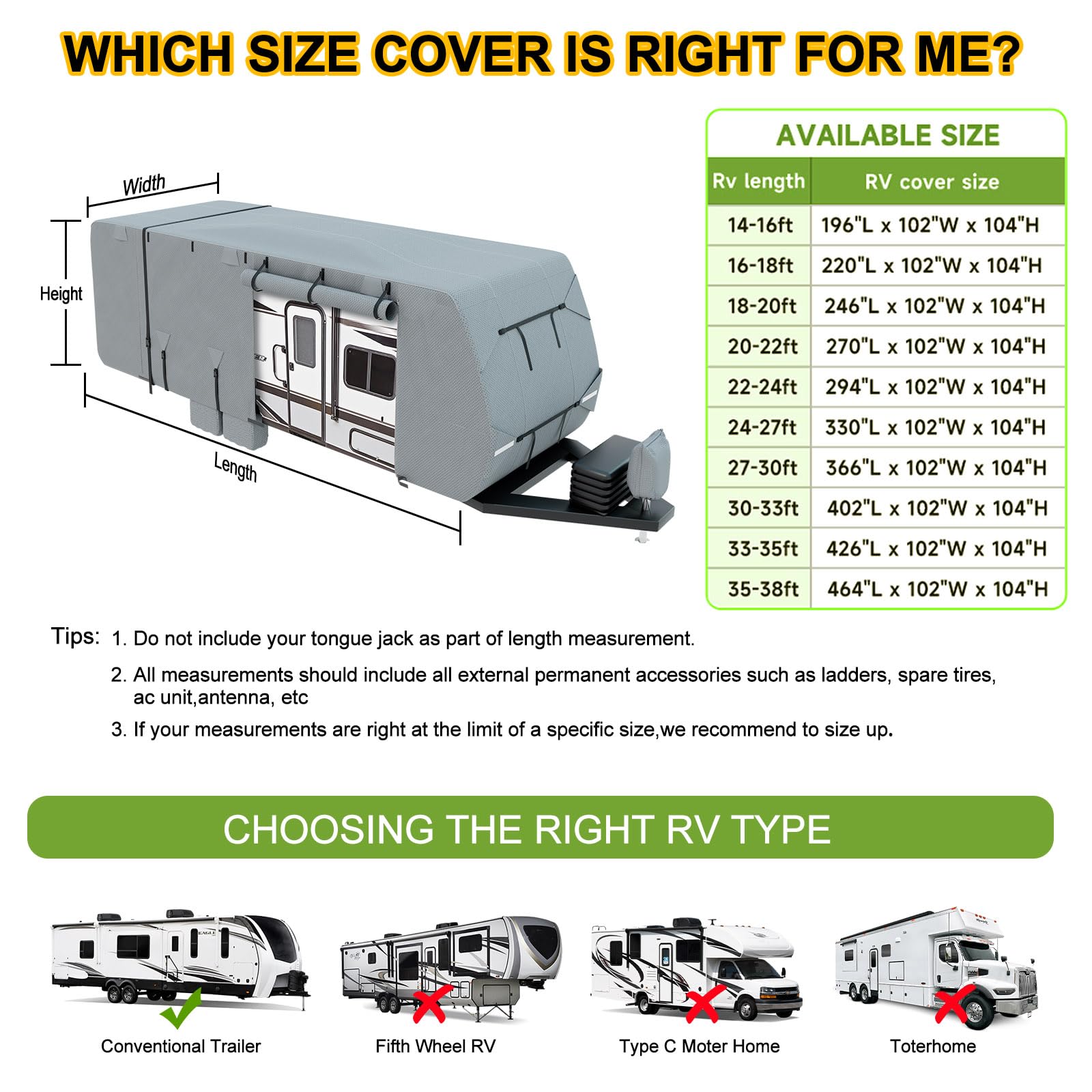 DenForste RV cover windproof straps close-up shows rugged weather resistance.